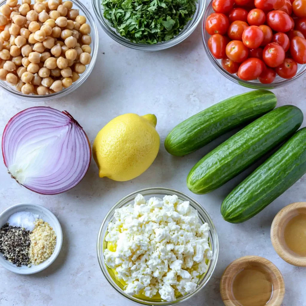 Chickpea Cucumber Salad: Easy Mediterranean Lunch in 10 Minutes 4 Chickpea Cucumber Salad