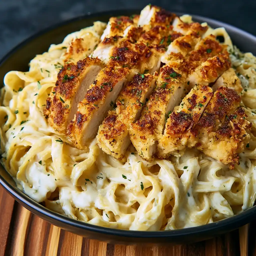 Crispy Chicken Fettuccine Alfredo With Rich Homemade Sauce 4 Crispy Chicken Fettuccine Alfredo