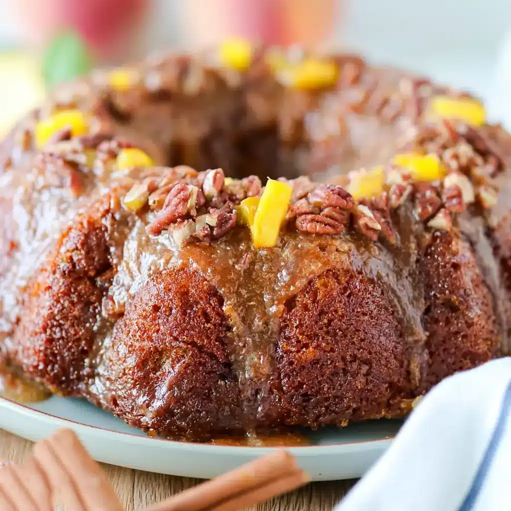 Peach Cake with Cinnamon Glaze