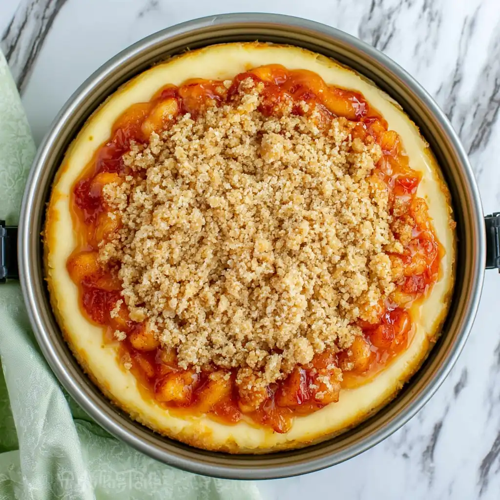 Peach Cobbler Cheesecake With Cinnamon Crumble 4 https://www.mymamarecipes.com/funnel-cake-crispy-carnival-classic/
