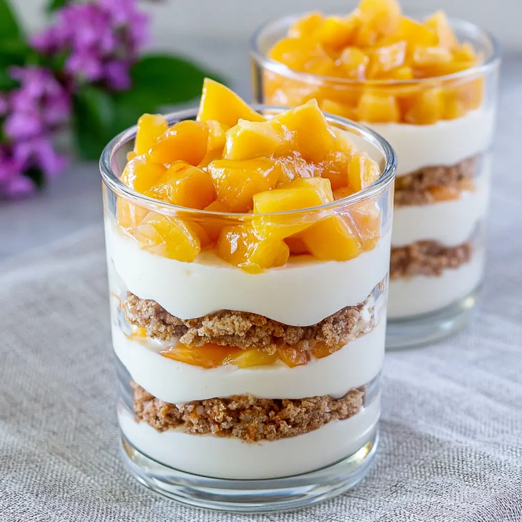 Peach Vanilla Cheesecake Trifle: Amazing Summer Dessert Layers 4 Peach Vanilla Cheesecake Trifle