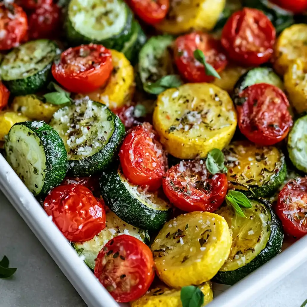 Roasted Garlic-Parmesan Zucchini and Squash