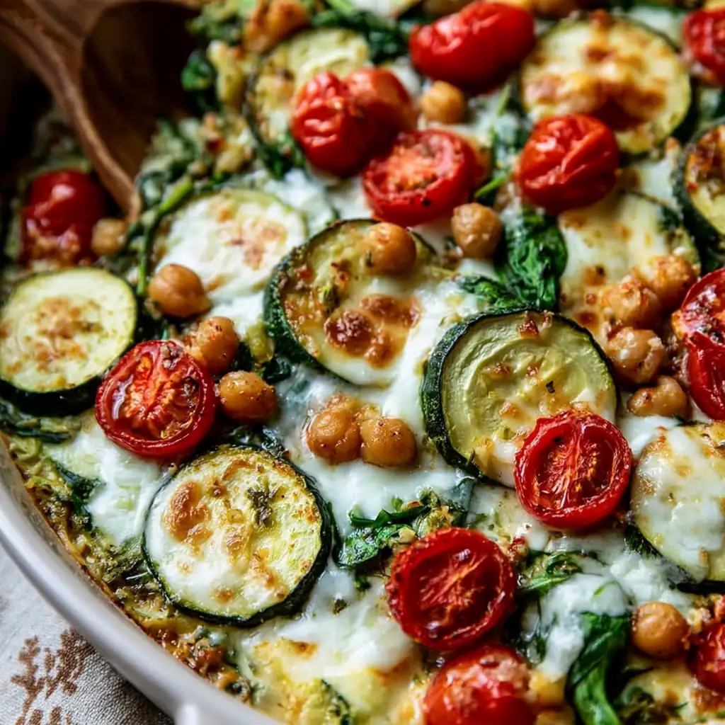 Spinach Zucchini Chickpea Bake