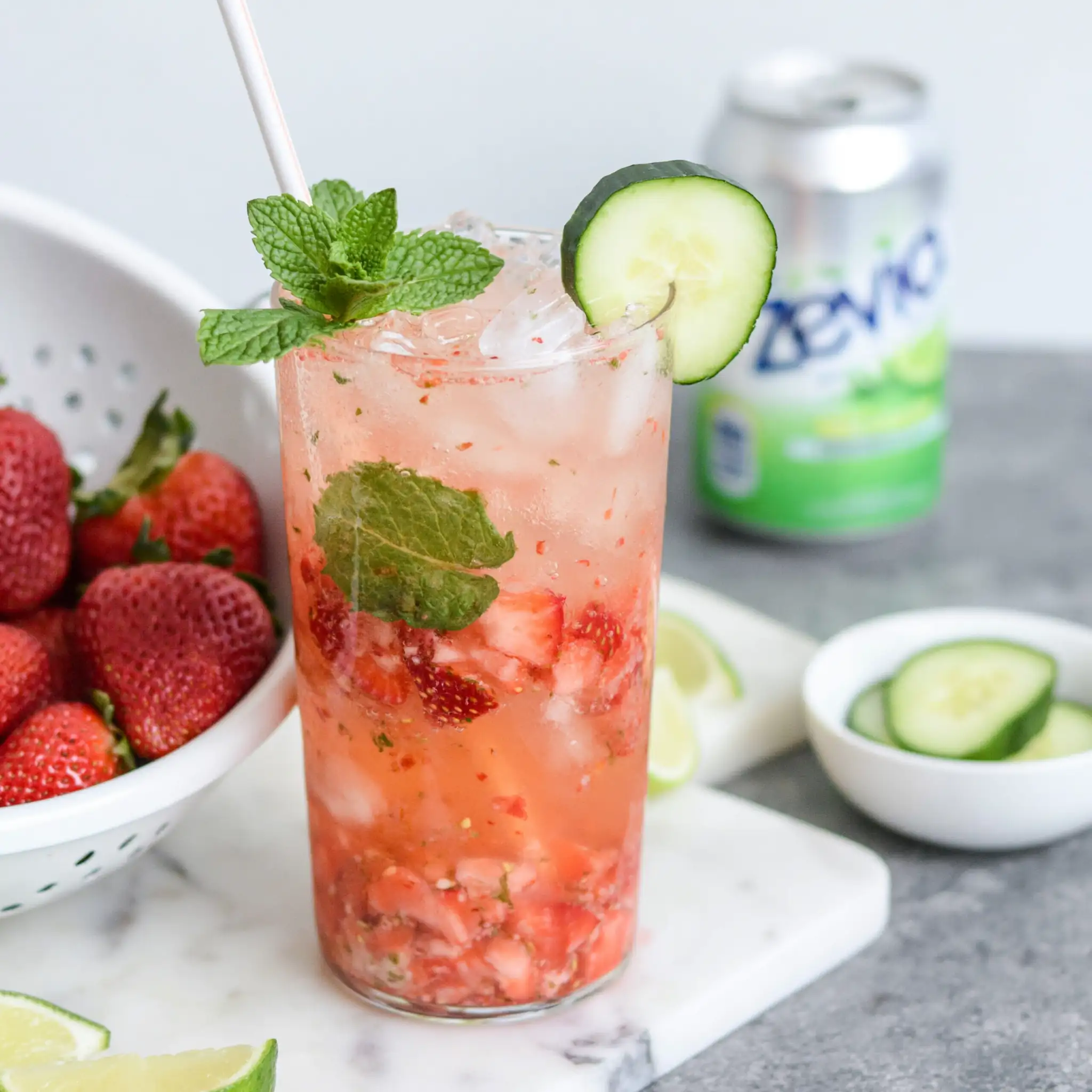 Strawberry Cucumber Mojito Mocktail