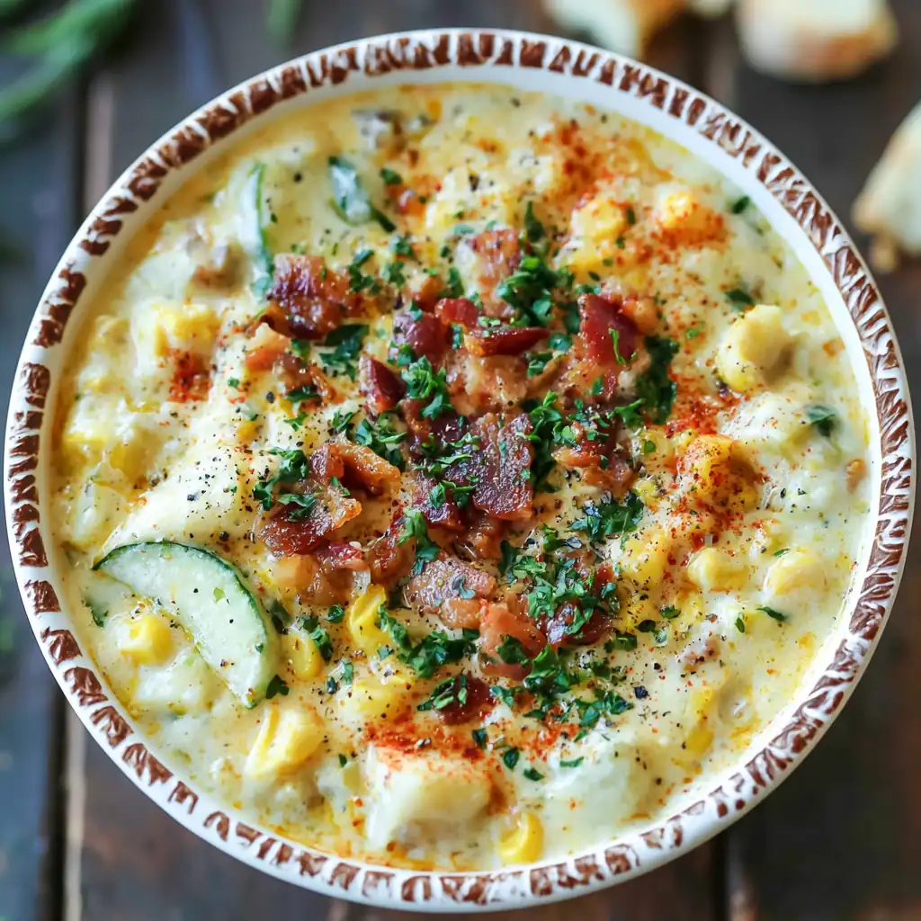 Summer corn and zucchini chowder