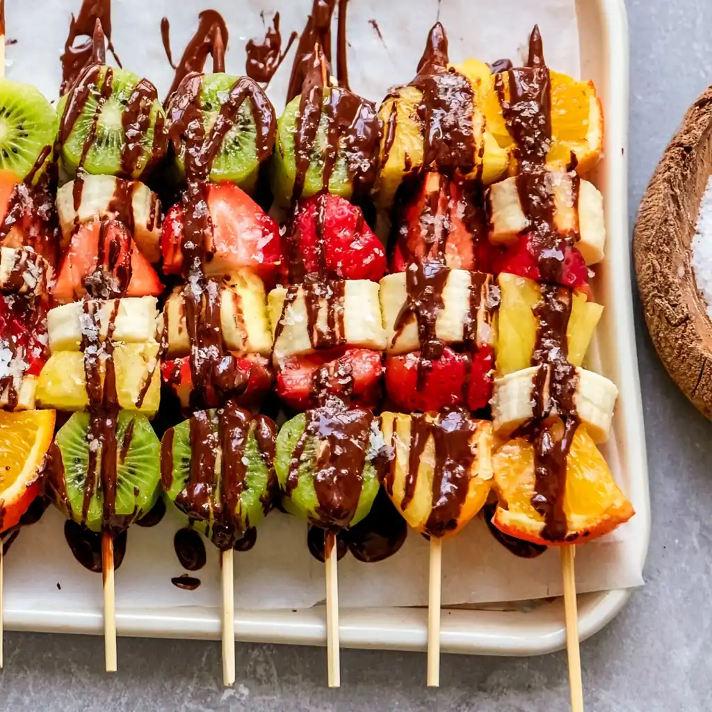 Breakfast Fruit Kabobs with Chocolate Drizzle 5 Breakfast Fruit Kabobs