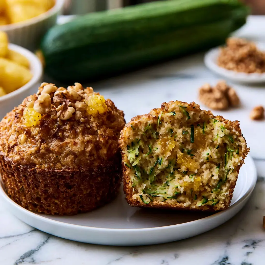 Pineapple Walnut Zucchini Muffins
