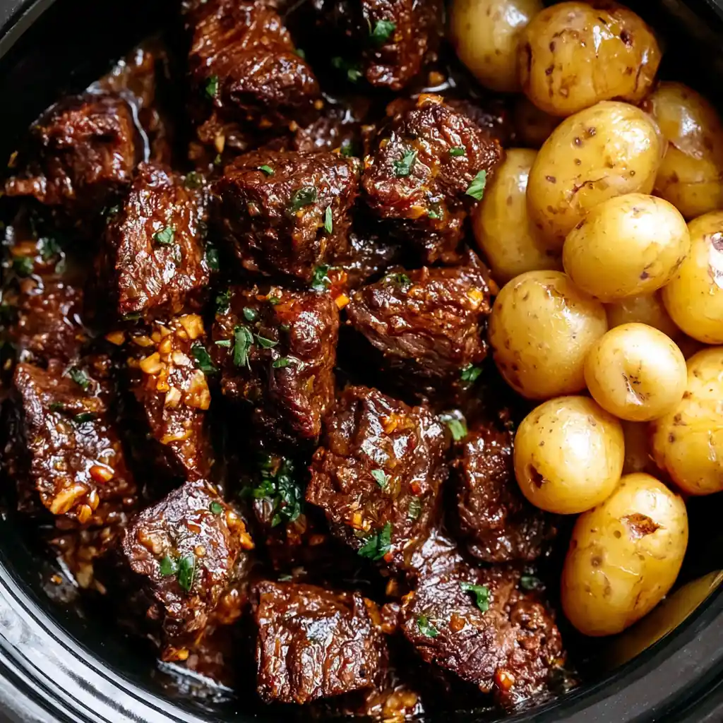 Slow Cooker Garlic Butter Beef Bites with Potatoes 5 Slow Cooker Garlic Butter Beef Bites