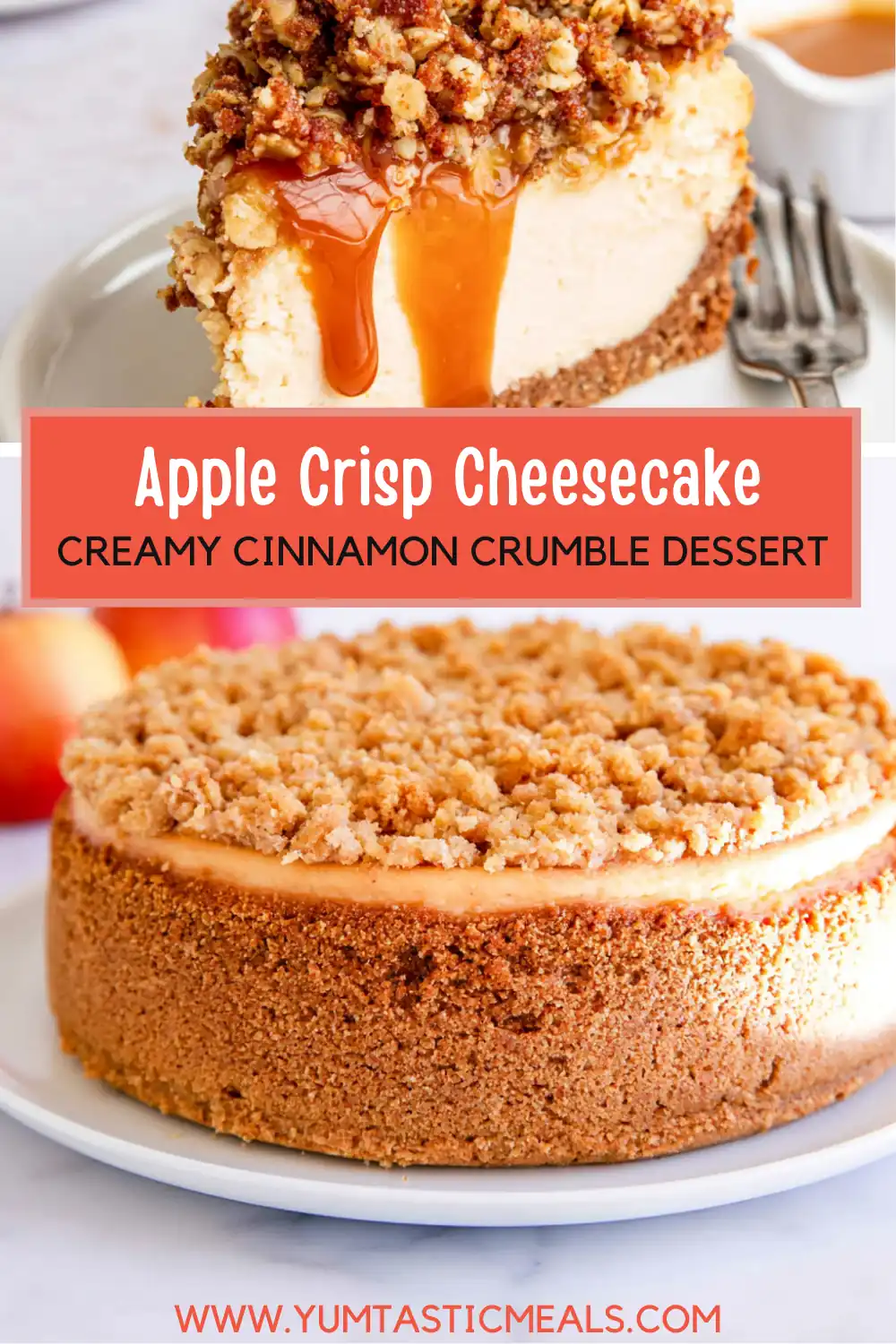 Apple Crisp Cheesecake with Cinnamon Apples and Oat Streusel 6 Apple Crisp Cheesecake