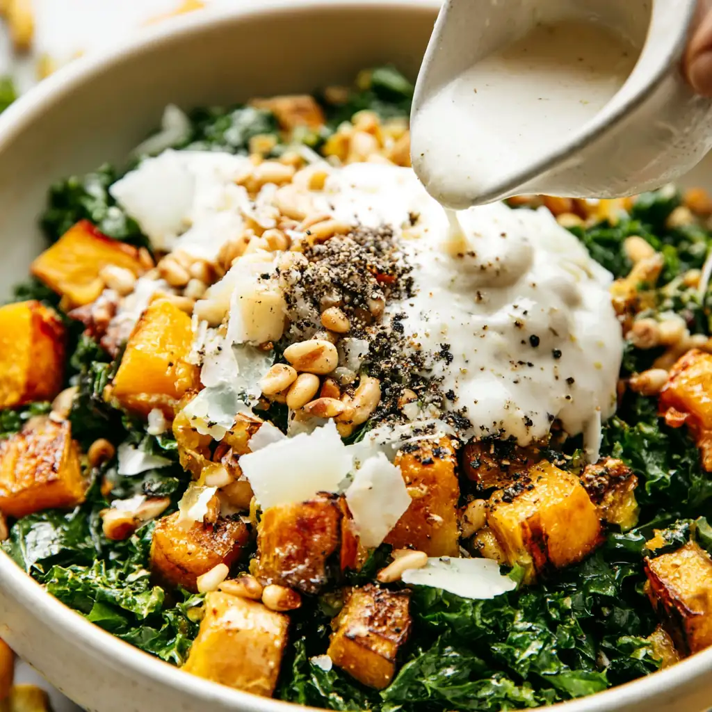Autumn Caesar Salad with Roasted Delicata Squash Croutons 5 Autumn Caesar Salad