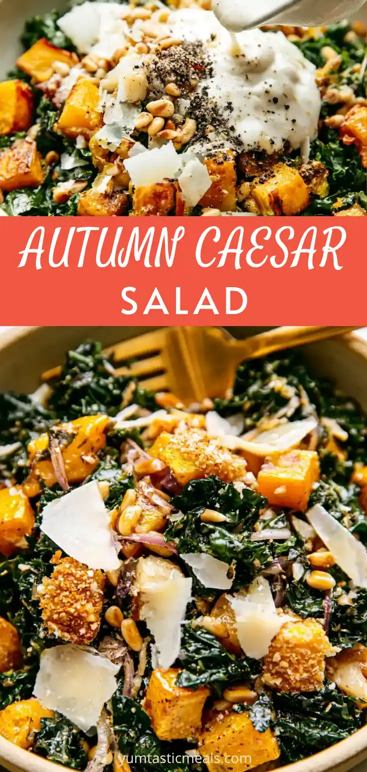 Autumn Caesar Salad with Roasted Delicata Squash Croutons 6 Autumn Caesar Salad