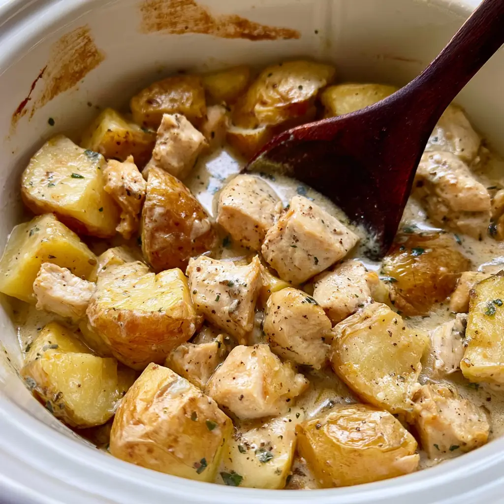 Garlic Parmesan Crockpot Chicken and Potatoes